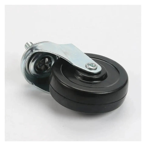 Close-up of single 3-inch rubber wheel with metal bracket from Pack Of 4 3 Inch Rubber Wheels With Silent Casters For Furniture M8 M10 M12 Fit Wear Resistant Solid Furniture Protection Heavy Duty Chair And Desk Casters For Smooth Quiet Glide No Squeak.