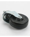 Close-up of a single 3-inch rubber swivel wheel with metal silent stem, part of Pack Of Four 3 Inch Rubber Wheels With Silent Stem Casters.