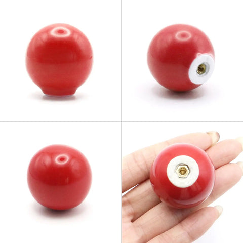 Bold Red Ceramic Dresser Knobs Six Pack Smooth Drawer Pulls with smooth finish and mounting for easy installation.