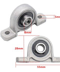 10 Pieces 8 mm Bore Pillow Block Bearings Rail Mounted Self Aligning Zinc Alloy 55 By 29 By 13 mm Block With 5 mm Mounting Holes And 8 mm Inner Diameter For Easy Replacement And Smooth Motion Pro Grade shown from top and front view