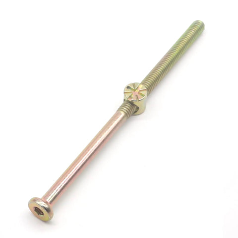 M6 x 110MM heavy duty bolt with barrel nut from No Wobble Solid Hold Heavy Duty Bunk Bed Bolts And Barrel Nuts Kit.