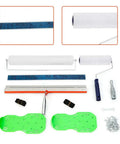 Pro Grade Epoxy Floor Roller Kit with dual brushes, self-leveling rake, spike shoes, and accessories for concrete finishing