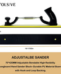 Adjustable Bendable Longboard Sander Block For Flexible Contoured Sanding On Wood Metal And Plastic With Hook And Loop Backing And Ergonomic Grip 7 By 42 Cm, front view, showing ergonomic grip and dimensions.