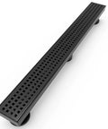 32 Inch Linear Shower Drain With Square Hole Pattern Cover Grate Removable SUS304 Stainless Steel Matte Black Includes Accessory Kit