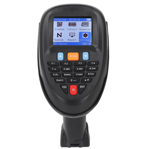 Wireless Handheld Barcode Scanner 2.4GHz 1D Barcode Reader with LCD screen for inventory management and data capture on the go.