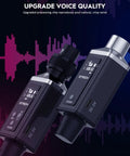 M3 UHF Wireless Microphone System With XLR Transmitter And Receiver, 16 Channels shown against soundwave backdrop