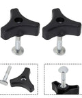 Heavy Duty Triangle Handle Knob Nut And Bolt Set For Lawn Mower Replacement 2 Pack Sturd Plastic Fastener 50 Mm Long Secure Connection Durable Parts. black plastic mower handle knob and bolt set, 2 pack