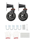 No Sweat Heavy Duty 8 Inch Black Gate Caster Wheels Rated For A Sturdy 600 Lb Load And Offering True 360 Degree Swivel Action For Easy Fence Gate Rolling And Yard Cart Ease with mounting hardware.