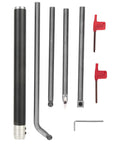 Super Cool Removable Wood Lathe Turning Tools Set With Hard Carbide Bits on a white background, featuring metal bits and handles.