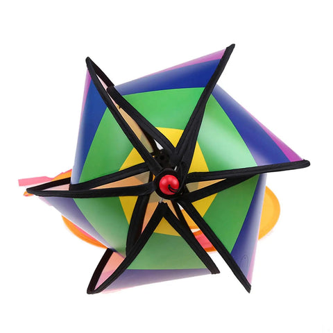 Rainbow Windsock Set Of 3 Hot Air Balloon Wind Spinners showing colorful rotating stripes and weatherproof design