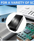 Rugged Split Aluminum Enclosure Project Box With A Slick Brushed Cap, Zero Sweat Cooling Case For Diy Circuit Boards And Tech Builds, Built Tough To Dump Heat And Crush Any Bench Job In Sand Black displayed among electronic devices.