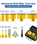 Heavy Duty Pro Grade Diamond Hole Saw Kit For Tile And Stone Drill Set With 12 Pieces showing diamond core bits and storage box