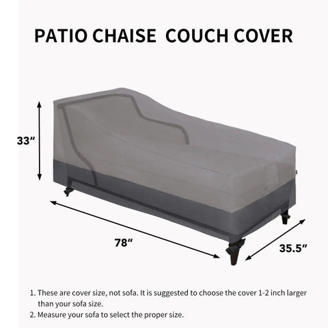 Heavy Duty Waterproof Outdoor Chaise Lounge Cover Set With Air Vent, Windproof Patio Lounge Chair Covers, 78Wx35.5Dx33H, Gray