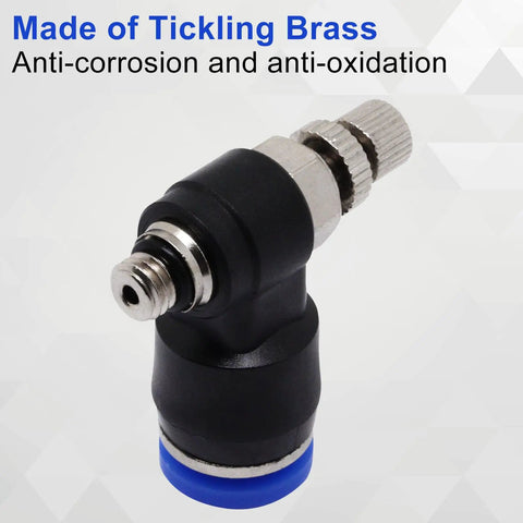 Close-up of a single piece from Compact Quick Connect Air Hose Fittings Set, showcasing brass nickel-plated push-in connector.
