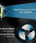 Rechargeable Outdoor High Velocity Camping Floor Fan 16 Inch Portable Battery Powered Fan With Metal Blades, Side View