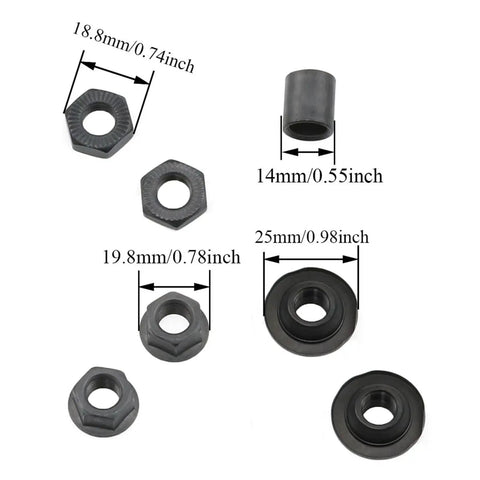 Black steel replacement parts for Beefed-Up Heavy Duty Bicycle Rear Hub Axle 190mm 7.48in with various measurements