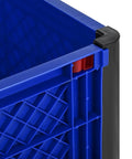 Heavy Duty Collapsible Bulk Container With Easy Access Doors Rock Solid HDPE Storage Tote Built Tough stackable corner detail.