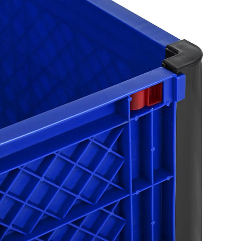 Heavy Duty Collapsible Bulk Container With Easy Access Doors Rock Solid HDPE Storage Tote Built Tough stackable corner detail.