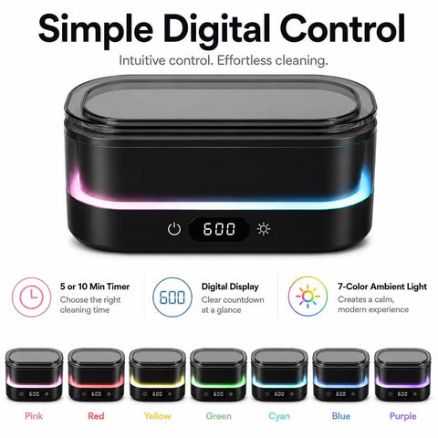 Heavy Duty Ultrasonic Cleaner Harnesses 48Khz Sonics To Slash Through Gunk On Jewelry with digital display and LED lights.