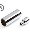 Close-up of deep and shallow sockets, part of the Three Eighths Inch Drive Six Point Socket And Ratchet Set, Thirty Four Piece.