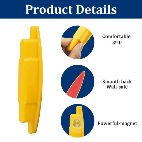 Magnetic Stud Finder, Wall Stud Detector for Drywall and Wood, 2 Pack showing ergonomic yellow design with powerful magnet.