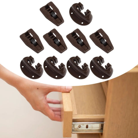 10 Piece Drawer Slides Set With Roller Guides In Durable PP Material shown with drawer installation