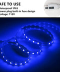 Outdoor Rope Lights 100ft LED Strip Kit 110V Waterproof for Indoor Outdoor Decor Backyards Gardens Dope for Christmas and Parties Sapphire Blue for Outdoor Living illuminated