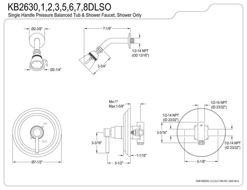 Technical diagram of Concord Shower Only In Oil Rubbed Bronze With Seven And A Half Inch Escutcheon Quarter Turn Washerless Cartridge