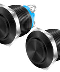 Pair of 12V 19mm Momentary Horn Push Button Switch Waterproof Round Power Button For RV Truck Boat Marine Rugged Heavy Duty