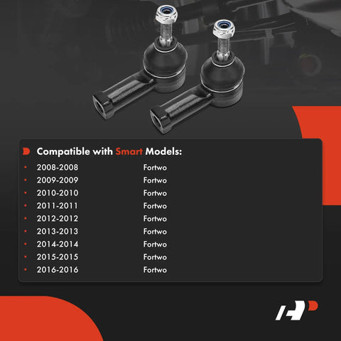 Front Outer Tie Rod End for Smart Fortwo 2008 2016 Replacement, driver and passenger side, pair shown with fitment list