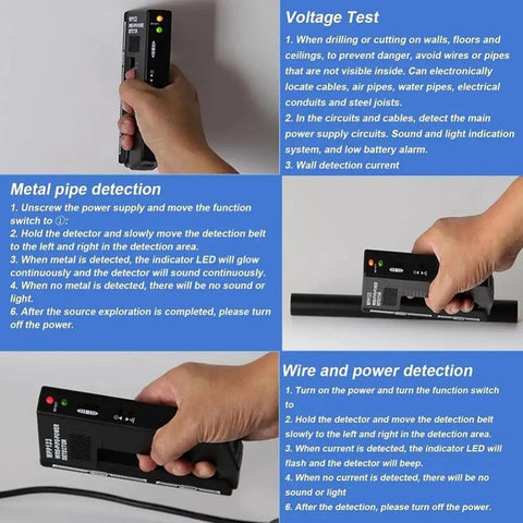 Badass Handheld Metal Detector Wall Stud Finder AC Pipe And Wire Voltage Scanner With Bright LED And Audible Alerts Adjustable Sensitivity Black Tool Built Tough For Weekend Warriors And Pros