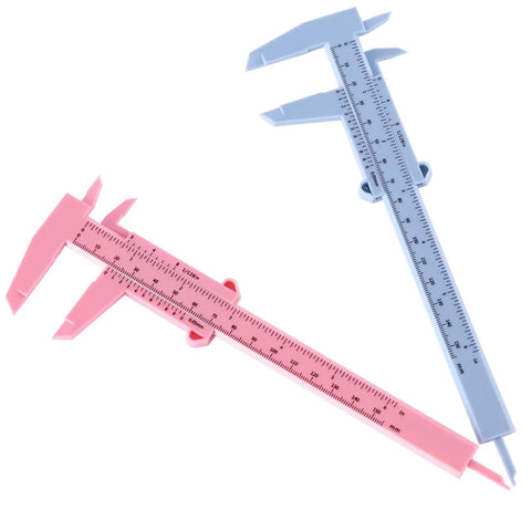 Pro Grade Brow Mapping Tool With Mini Vernier Caliper Double Scale Sliding Ruler Plastic Gauge For Microblading Eyebrow Tattoo Brow Artists 2 Pack Pink And Blue