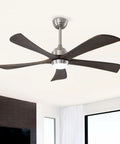 Neojoyoenix 52" 5PCS Solid Wood Blades Ceiling Fan with Lights Remote Control, Quiet DC Motor, 4 wooden blades, modern design for indoor use.