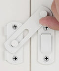 Two Pack White Stainless Steel Barn Door Latches For Gate And Sliding Doors Flip Bi-Fold Lock Antique Style installed on door