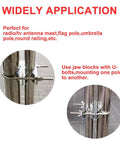 Beefy Heavy Duty Double Mast Clamp For Pole To Pole Mounting, Rock Solid V Jaw Block With U Bolts, All In One Mounting Kit For TV CB Ham Antennas, Parasols, Flags, Fishing Rods, And Other Outdoor Gear, zinc-plated steel