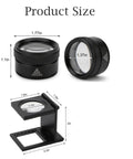 Two Pack Jewelers Loupe Pocket Magnifier Folding Magnifier Small Loupe Mini Magnifier 30X and 10X lenses with product dimensions