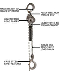 1/2-Ton Compact Lever Hoist With 15 Ft Lift, Lightweight For Tight Spaces, Industrial Grade With Weston Style Double Pawl Brake