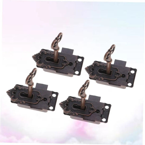 Retro Vintage Wooden Jewelry Box Latches Set 4 Alloy Draw Latch Locks with Screws for Furniture Cabinets Boxes Chests DIY Projects and Home Decor Hardware
