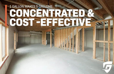 Certified Heavy Duty Ultra Concentrate Penetrating Concrete Sealer That Straight Up Waterproofs and Densifies Floors While Locking Out Moisture and Stopping Efflorescence to Give Your Slabs a Legit Rock Solid Finish in an unfinished basement.