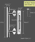 Diagram of 9.5 Inch Stainless Steel Sliding Barn Door Handles Pull Flush Hardware Set Double Sided For Gates Garages Sheds And Furniture Easy Install No Slotted Holes Needed Heavy Duty Rust Resistant Brushed Finish