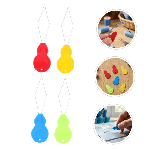 Gourd Shaped Needle Threader Tool Kit For Embroidery And Sewing, 100pc Plastic And Metal Threading Aids, Quick Threading Needle Tool For Home And Travel, Smooth Thread Insertion And Effortless Stitching; colorful threaders