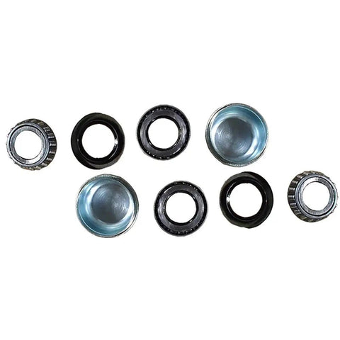 Two 4 On 4 Inch Trailer Axle Kit Set With 2000 Lb Capacity Including Idler Hubs Round Spindles Bearings Seals Grease Caps Wheel Nuts