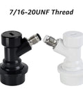 Two Pairs Ball Lock Disconnect Kit With MFL Quick Disconnect Swivel Nuts For Easy Hose Swaps Includes 5/16 Inch Gas And 1/4 Inch Liquid Barb Fittings For Your Homebrew Kegging Setup, 7/16-20UNF thread black and white disconnects