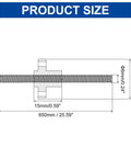 Diagram showing dimensions of 650Mm Tr8X1 Lead Screw With Brass Nut For 3D Printers Dope Upgrade Part 1Mm Pitch in millimeters.