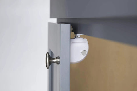 Adhesive Magnetic Cabinet Locks Set With 16 Locks And 4 Keys White Finish No Tools Needed For Most Cabinets Easy Install With 3M Adhesive Security For Kid Safe Childproofing Kitchen Dresser Pantry