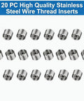 20-piece set of stainless steel wire thread inserts from M6 X 1.0 Thread Repair Kit With HSS Drill Bit Helicoil Style Wire Thread Inserts.