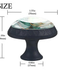 Sleek Glass And ABS Square Cabinet Knobs In Green Marble Texture With Black Hardware And Stainless Steel Screws 1.37 Inch dimensions
