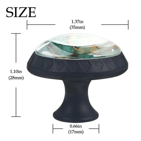Sleek Glass And ABS Square Cabinet Knobs In Green Marble Texture With Black Hardware And Stainless Steel Screws 1.37 Inch dimensions