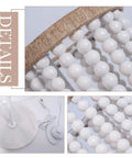 Close-up details of Boho Chic Floor Lamp With White Wood Beaded Shade For Bedroom, Living Room, And Girl Room, Hand Rope Knot Accent, Tall 59 Inch Lighting With Soft Ambient Glow