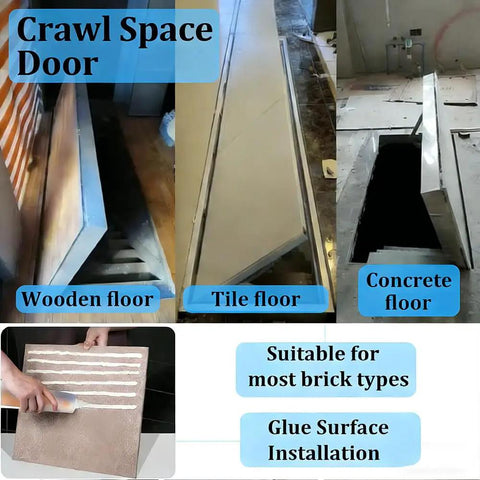 Rock Solid Invisible Floor Hatch With Seamless Basement Entry Panel And Large Recessed Crawl Space Cover That Matches Tile Or Wood And Keeps Renovations Dead Simple on wooden, tile, and concrete floors.